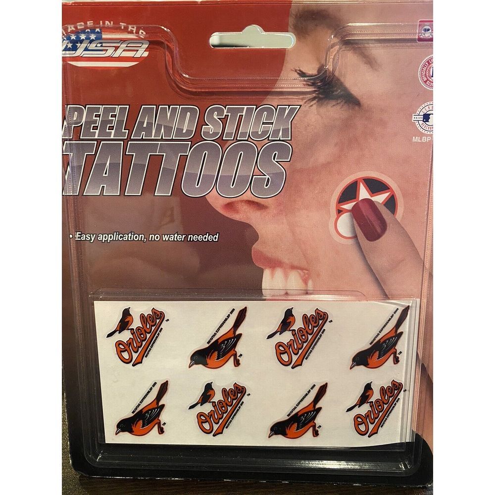 Baltimore Orioles MLB Peel and‎ Stick Tattoos Rico Industries Set of 8 New